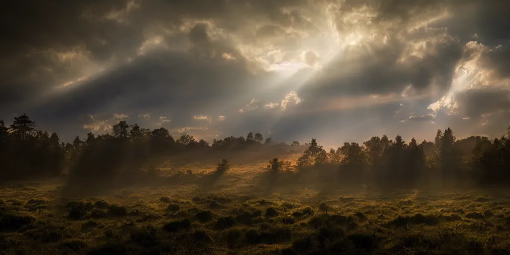 Image similar to twilight cinematic landscape atmospheric god-rays!! national geographic award winning