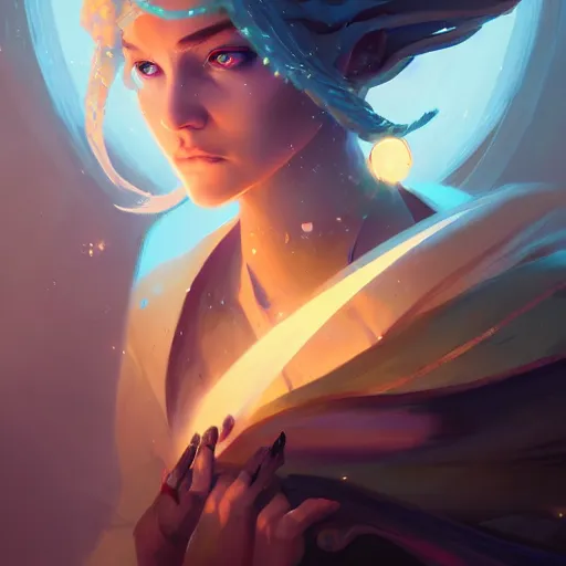 Image similar to a beautiful portrait of a beautiful light sorceress, game of thrones concept art by pete mohrbacher and guweiz and ilya kuvshinov, digital art, highly detailed, intricate, sharp focus, trending on artstation hq, deviantart, unreal engine 5, 4 k uhd image