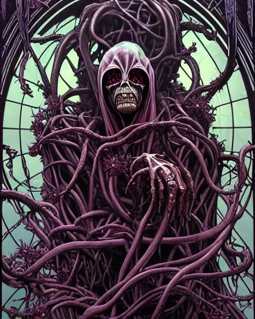 Prompt: the platonic ideal of flowers and roots of cletus kasady ultimate carnage dementor doctor doom gorgon chtulu nazgul, charybdis, medusa detailed, intricate, hyperrealism, intense, scary, decay, dmt, art by brock hofer and artgerm, moebius, greg rutkowski, alphonse mucha