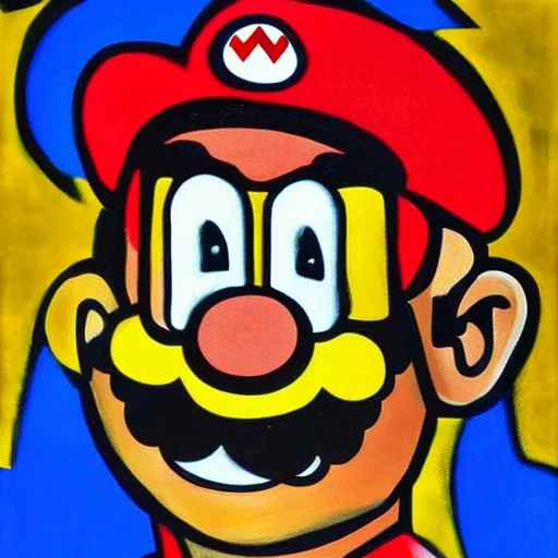 Prompt: mario from the mario series painted by pablo picasso high detailed