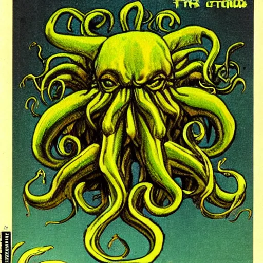 Prompt: cthulhu on the cover of a magazine