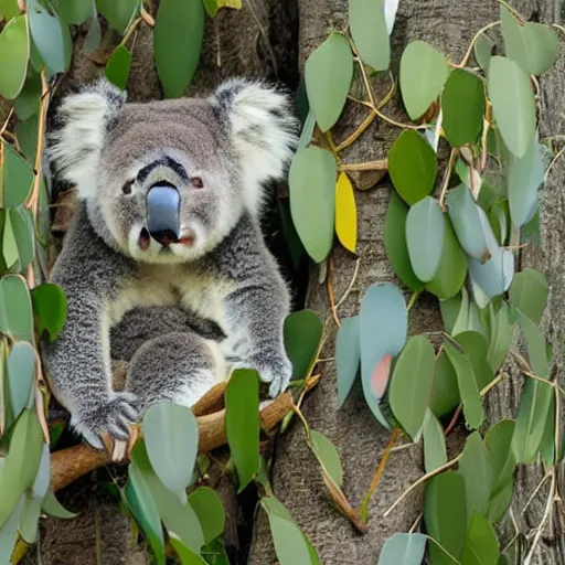 Image similar to sleeping koala in a eucalyptus tree