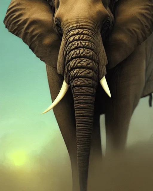 Image similar to elephant in africa painted in watercolor volumetric lighting, back lighting, rimlight, dramatic lighting, digital painting, highly detailed, artstation, sharp focus, illustration, Artgerm, Jean-Léon Gérôme , ruan jia