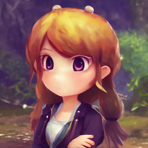 Prompt: female explorer mini cute girl, adoptable, highly detailed, rendered, ray - tracing, cgi animated, 3 d demo reel avatar, style of maple story and aura kingdom, maple story indiana jones, cool clothes, soft shade, soft lighting, portrait pose