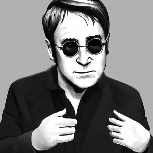 Prompt: elton john lennon wearing apple - shaped glasses, digital painting, ultradetailed, artstation