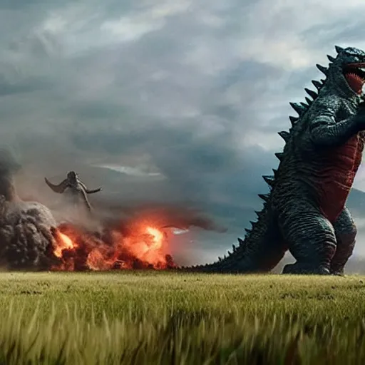 Image similar to film still from the new live - action netflix movie adaptation,'godzilla vs x - com'