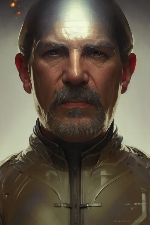 Image similar to a middle aged man as a ballistic shell, realistic painting, symmetrical, highly detailed, digital painting, artstation, concept art, smooth, sharp focus, illustration, cinematic lighting, art by artgerm and greg rutkowski and alphonse mucha