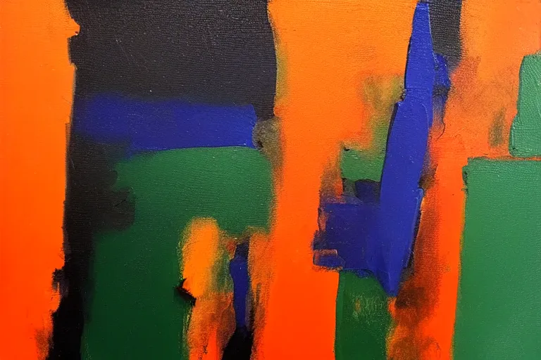 Image similar to born under a bad sign, watches, radios, good luck and trouble are my only friends, colors white!!, orange, dark green, dark blue, abstract oil painting by leonora arrington