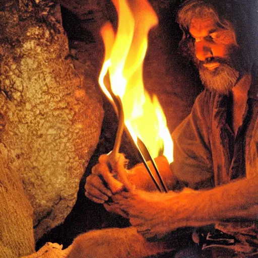 Image similar to cave man discovering fire