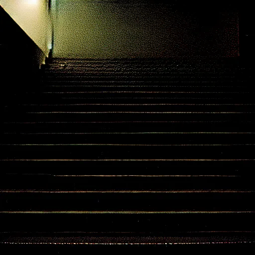 Prompt: black and white surreal photograph, highly detailed vast space made of stairsteps, sideview, detailed textures, natural light, mist, architecture photography, film grain, soft vignette, sigma 1 4 mm f / 1. 4 1 / 1 0 sec shutter, imax 7 0 mm footage