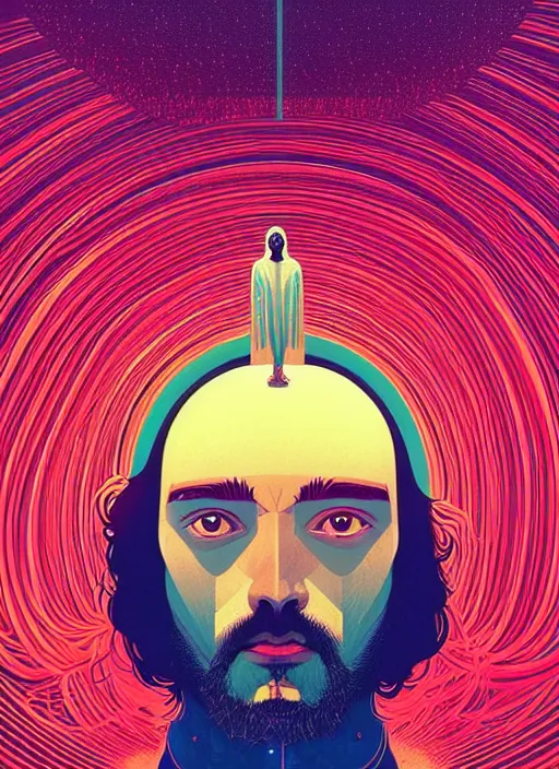 Image similar to symmetry!! stunning portrait of the jesus, by victo ngai, kilian eng, dynamic lighting, digital art, winning award masterpiece, fantastically beautiful, illustration, upscale with simon stalenhag work, artstation, 8 k