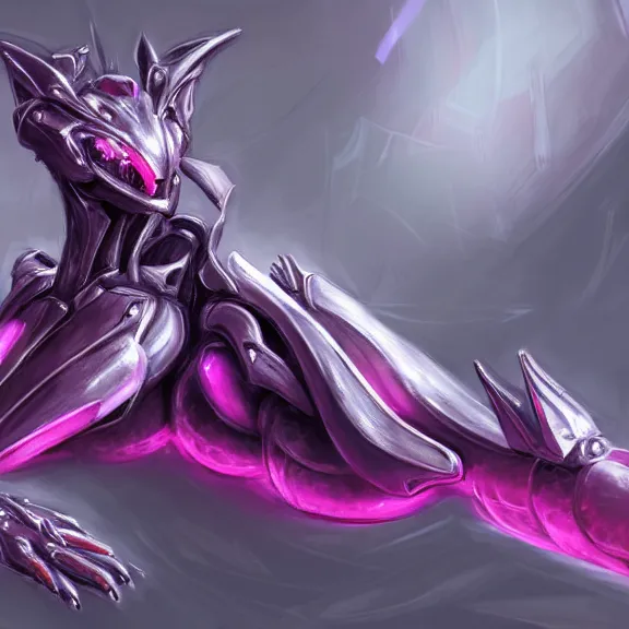 Prompt: very close up foot pov shot, hyperdetailed elegant beautiful stunning anthropomorphic mecha female dragon, laying elegantly, showing detailed elegant dragon paws to camera, sharp claws close up, soft pads, sharp silver armor, fuchsia skin, anthro dragon art, warframe destiny fanart, furry paws furry, furaffinity, deviantart, octane, ekasportal