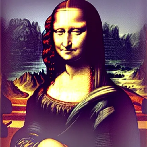 Image similar to monalisa in the style of BEEPLE, in the style of BEEPLE, in the style of BEEPLE, in the style of BEEPLE, in the style of BEEPLE, in the style of BEEPLE