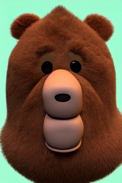 Image similar to a cute character design cgi 3 d anthropomorphic bear with soft fur and a face like yogi in the style of pixar, blender, cinema 4 d