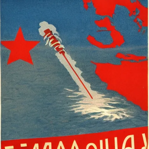 Prompt: soviet critical propaganda poster of the state of florida being hit by hurricanes