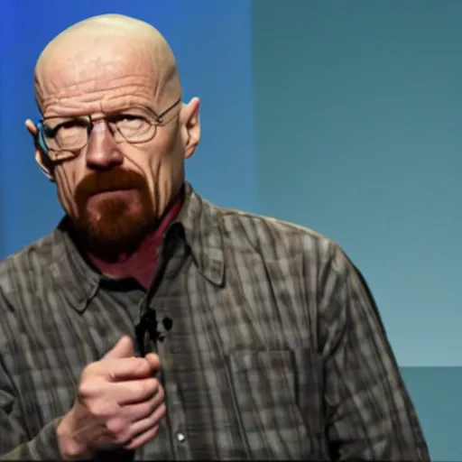 Prompt: Walter White making meth at TED talks