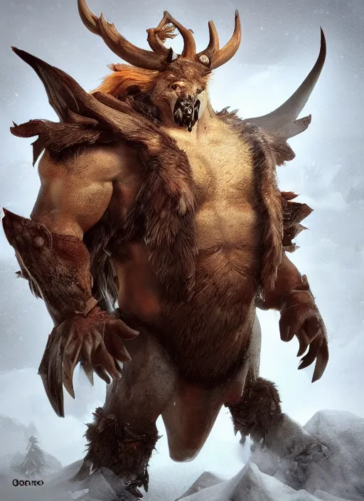 Image similar to а fantasy Proto-Slavic mythology boar inspired blizzard games, full body, detailed and realistic, 4k, top-artstation, octane render