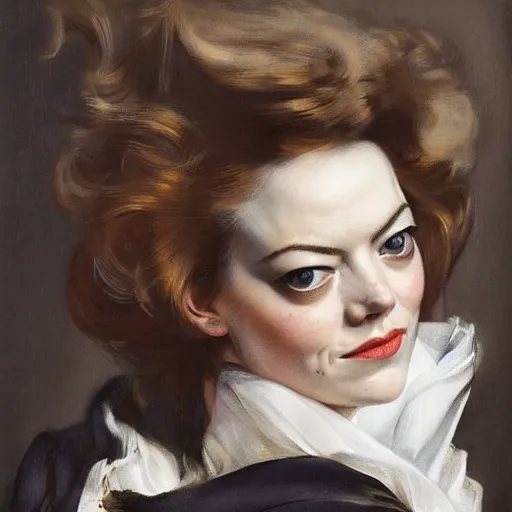 Prompt: emma stone in prey picture by j. c. leyendecker and peter paul rubens, asymmetrical, dark vibes, realistic painting, organic painting, matte painting, geometric shapes, hard edges, graffiti, street art : 2 by j. c. leyendecker and peter paul rubens : 4