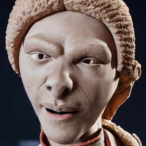 Image similar to a musician made of clay, hyper detailed, 8 k, cinematic light,