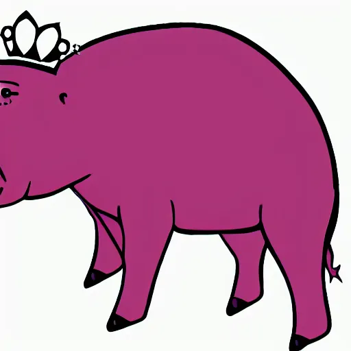 Image similar to side view of a large pig wearing a crown anime thick lines