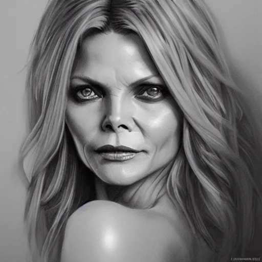 Image similar to amazing lifelike award winning pencil illustration of Michelle pfeiffer trending on art station artgerm Greg rutkowski cinematic