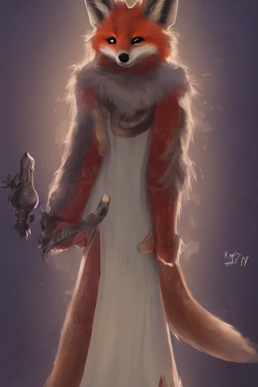 Image similar to an anthropomorphic medieval fox with a fluffy tail, backlighting, trending on artstation, digital art, furry art, trending on furaffinity, fantasy art, by kawacy