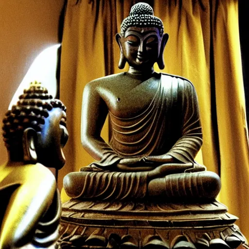 Prompt: statue of buddha in pulp fiction