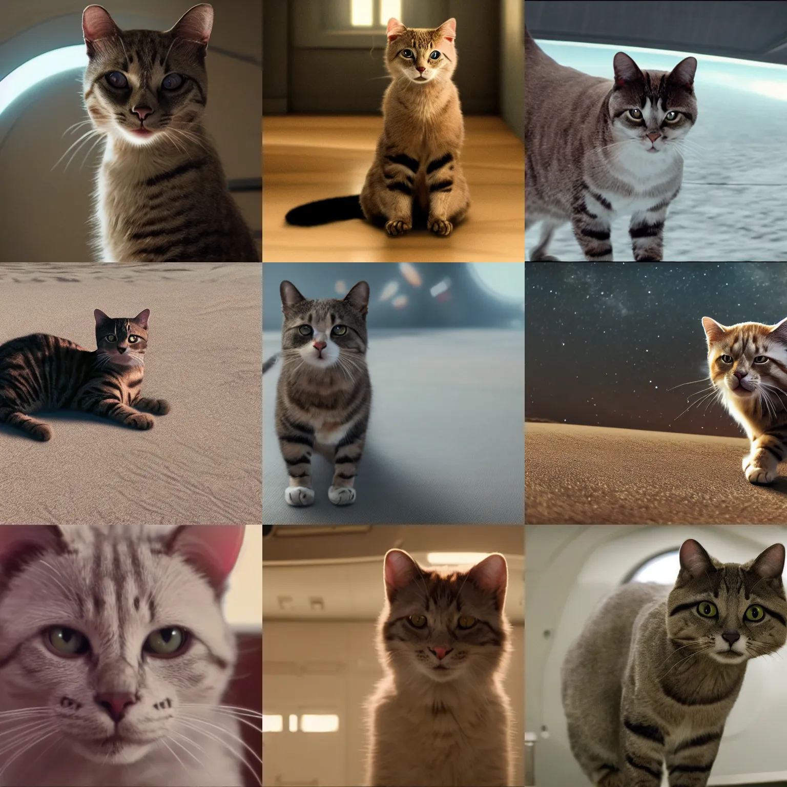 Prompt: film still of anthropomorphic anthropomorphic cat as cooper in interstellar, 4 k