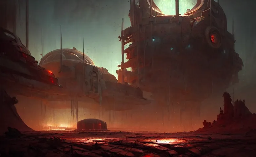 Image similar to abandoned mars outpost, horror sccene, by Greg Rutkowski and Gaston Bussiere, dim lighting, beautiful volumetric-lighting-style atmosphere, futuristic atmosphere, intricate, detailed, photorealistic imagery, artstation