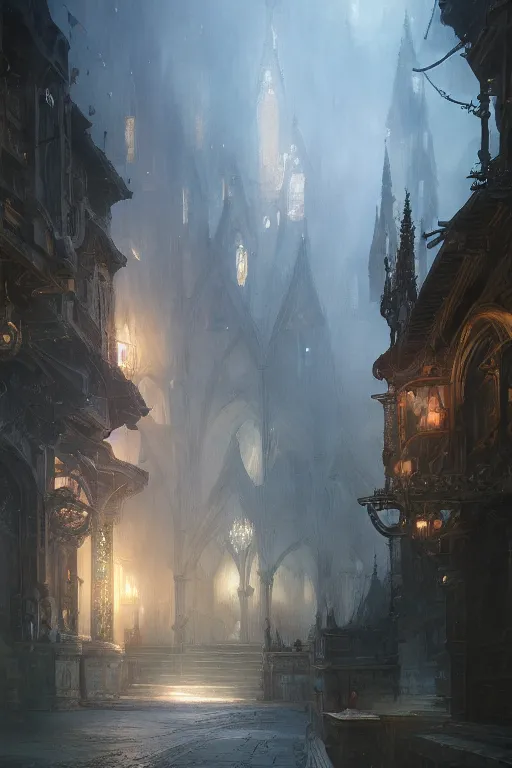 Prompt: Avalon the royal city of king arthur, intricate, elegant, volumetric lighting, digital painting, highly detailed, artstation, sharp focus, illustration, concept art, ruan jia, steve mccurry