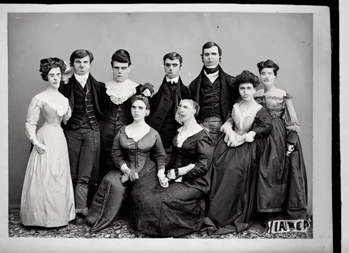 Image similar to a daguerrotype of friends sitcom in a very early film stock, 1 8 0 0 s, vintage