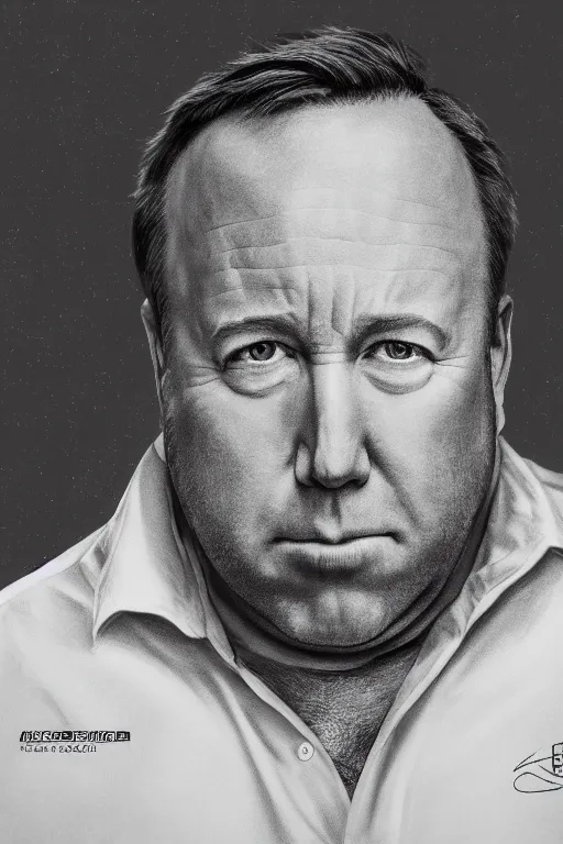 Prompt: A hyper realistic ultra realistic photograph of Alex Jones cryogenically frozen by Brandon Hughes , detailed, photorealistic imagery, 8k quality