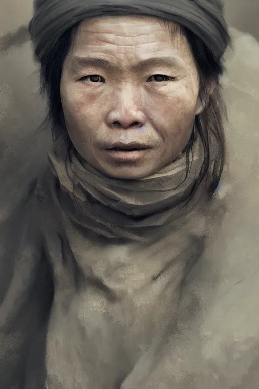 Image similar to chinese citizen, portrait, poor, intricate, elegant, volumetric lighting, scenery, digital painting, highly detailed, artstation, sharp focus, illustration, concept art, ruan jia, steve mccurry