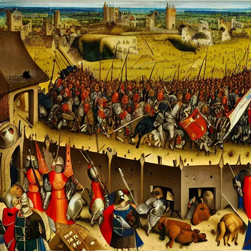 Prompt: king richard the lionheart, the crusades, canvas, by pieter bruegel the elder