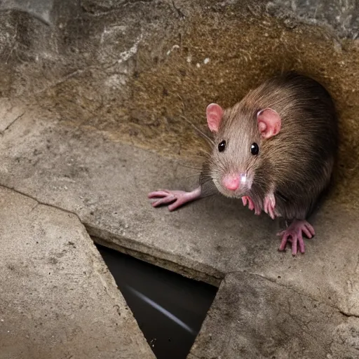 Image similar to 8 k uhd human rats, sewer, animals, bizzare, weird, endangered, highly details content