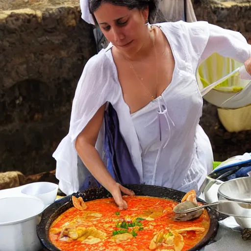 Image similar to la virgen maria haciendo una paella