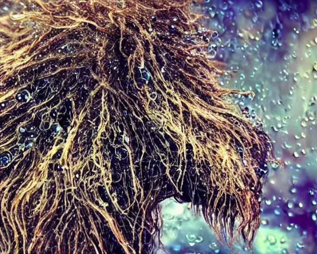 Image similar to complex beings, beautiful hairy, ornate hair, love, joy, wet hdr refractions, *, * * *, * * * * *