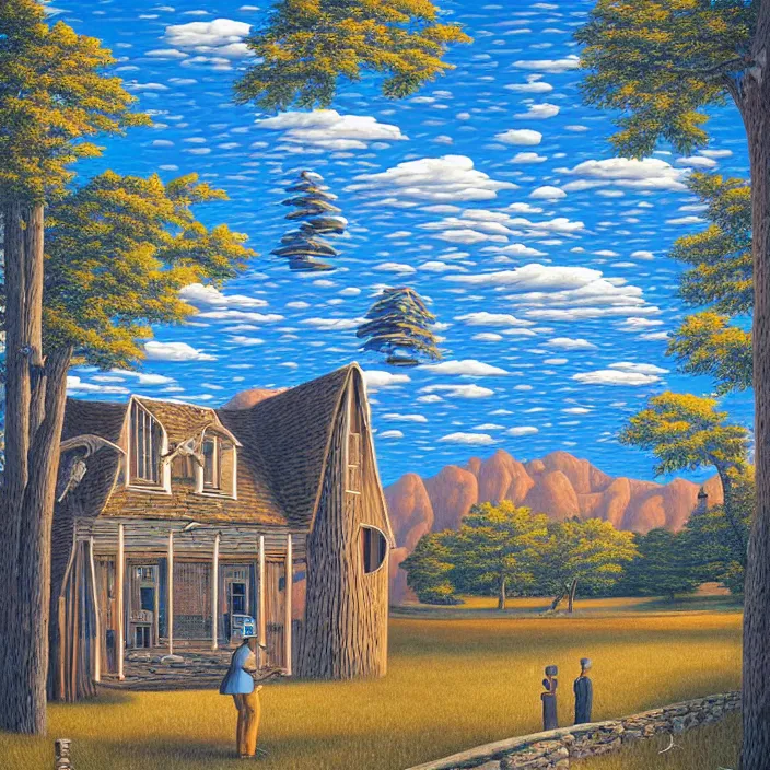 Image similar to a building in a landscape, by rob gonsalves