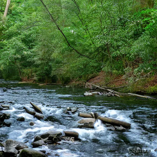 Prompt: cahaba river alabama, hymenocallis coronaria,