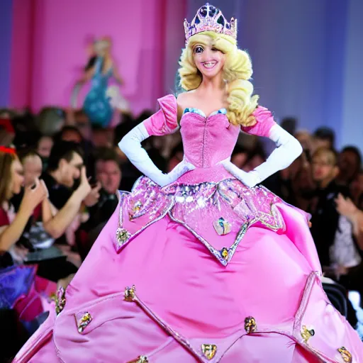 Prompt: princess peach as runway model