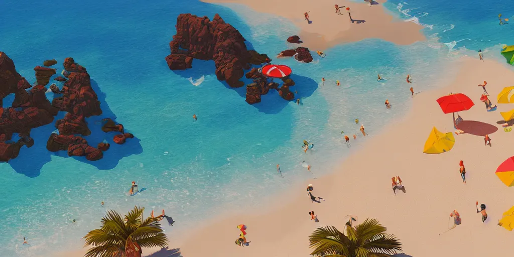 Image similar to a film still of a sunny and colourful beach scene without people in santa monica, los angelos, wide shot, waist up, wes anderson, studio ghibli, pixar and disney animation, sharp, rendered in unreal engine 5, anime key art by greg rutkowski, bloom, dramatic lighting