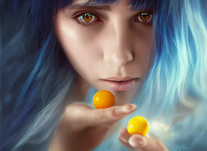 Prompt: rimuru tempest playing go, with amber eyes of golden colored eyes, straight hair, sky blue hair, long bangs, high collar, concept art, award winning photography, digital painting, cinematic, wlop, 8 k, by ross tran, tom bagshaw, andy warhol