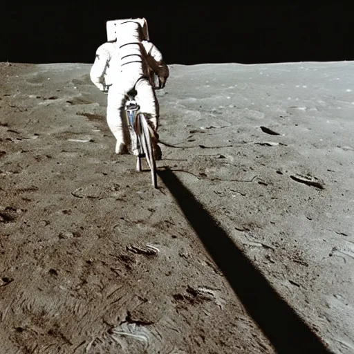 Image similar to astronaut riding a bike to the moon