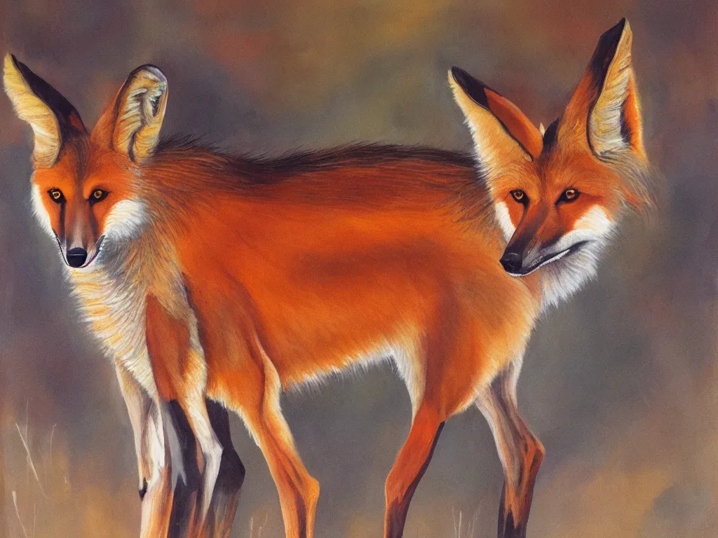 Prompt: Maned wolf. Painting by Georgia O'Keefe