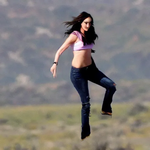 Image similar to megan fox flying through in the sky