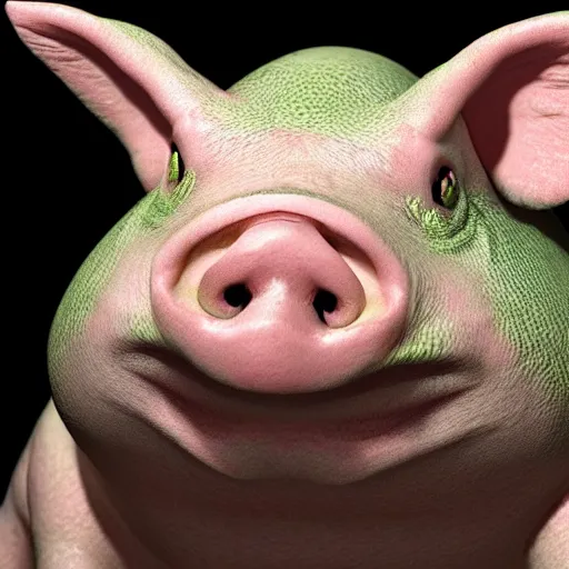 Image similar to Pig and Frog Hybrid creature, 4k, hyperrealistic, secret, lab photograph