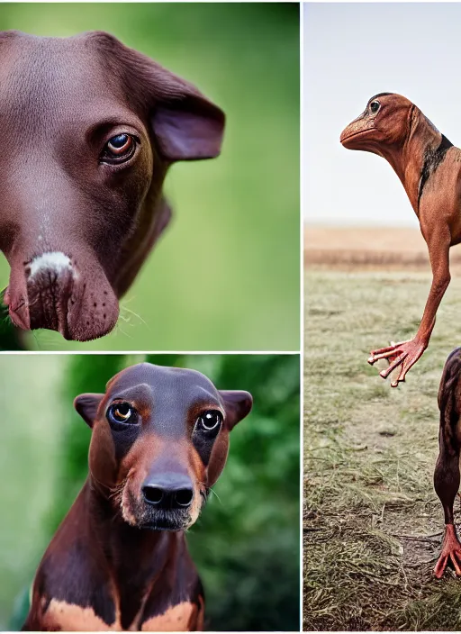 Prompt: a full portrait photo of frog bird horse cow dog, f / 2 2, 3 5 mm, 2 7 0 0 k, lighting, perfect faces, award winning photography.