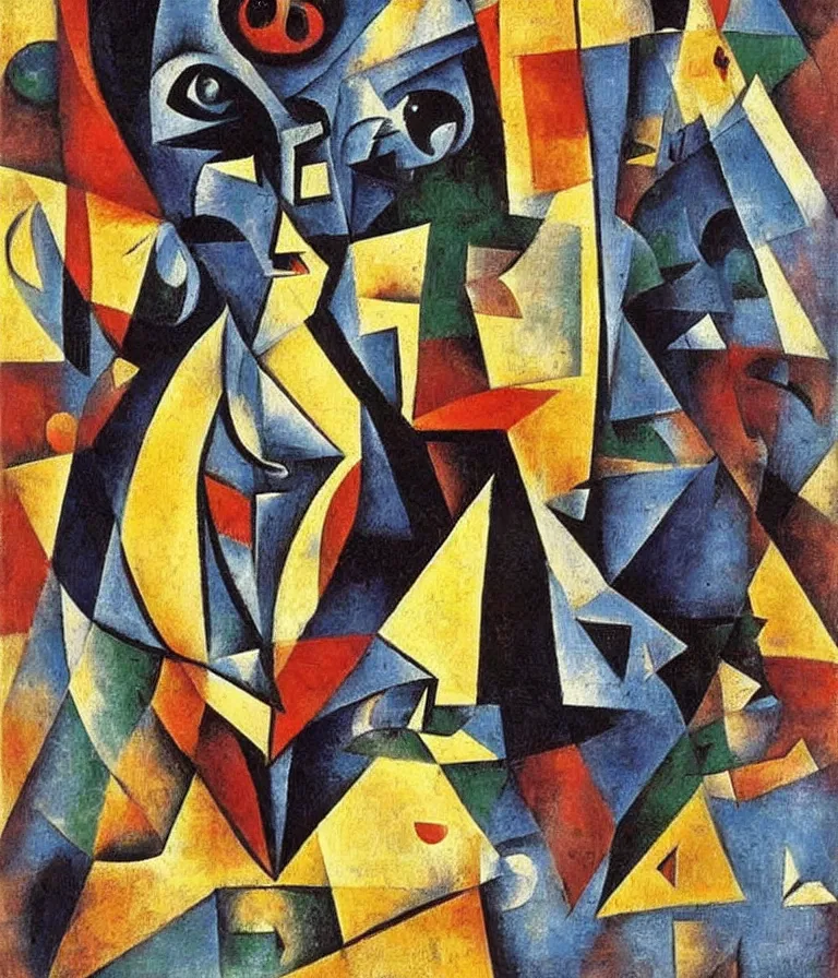 Prompt: Beautiful Horror Cubist Movie Poster made for the film ET (1982) With Henry Thomas and an Alien in a hood, impasto cubist!! oil painting by Pablo Picasso and Paul Klee, trending on artstation dramatic lighting modernist! Cubism 8k