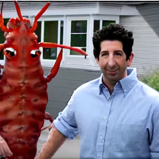 Prompt: Dashcam footage of David Schwimmer dressed as a lobster