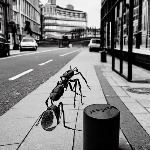 Image similar to a huge ant in a london street, photography, cinematic